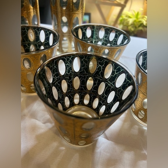 Culver 22k gold highball and low ball glasses set of 6 vintage - Picture 4 of 9